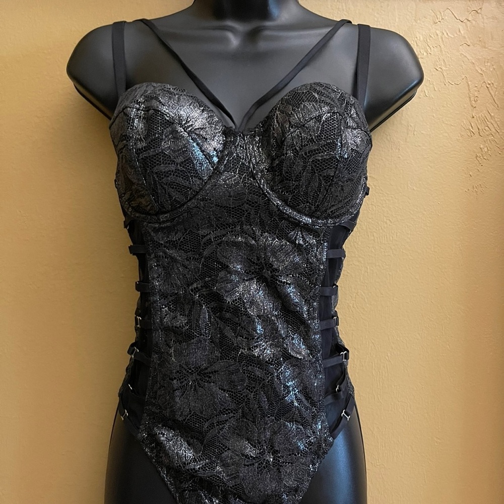 Victoria’s Secret Black Shimmery Lingerie 36C . Very sexy black one piece.